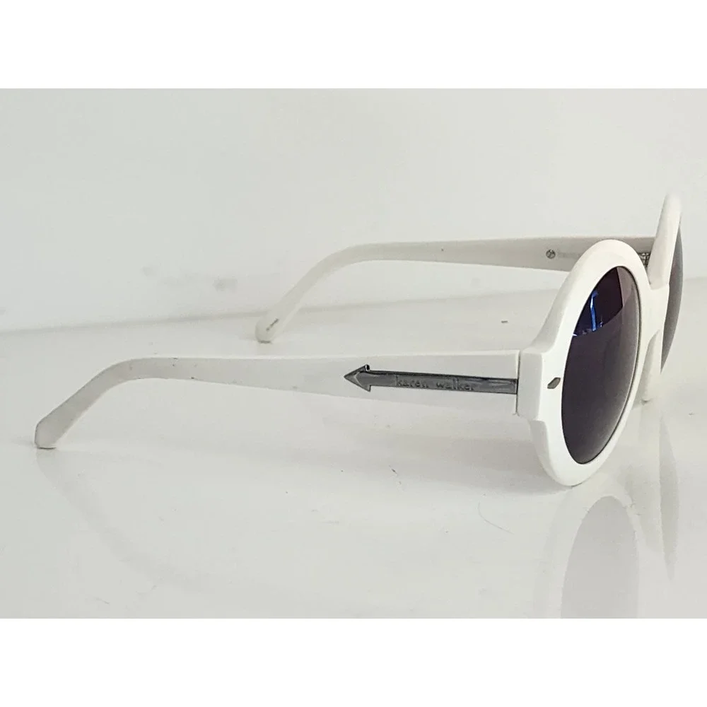 Karen Walker Xray Vision White Round Sunglasses Arrow Logo 709191 Womens Retro